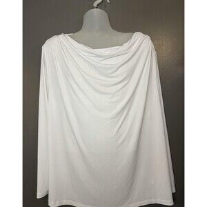 Edwards Blouse Womens 3XL White Cowl Neck Long Sleeve Stretch Top Relaxed Fit